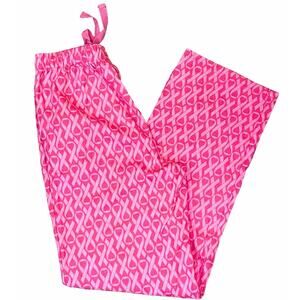 Breast Cancer Awareness Pink Ribbon Flannel Pajama Lounge Pants ~ Women's SMALL